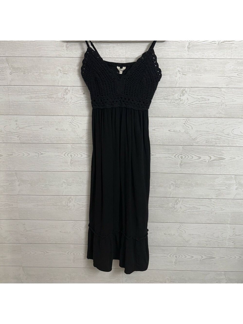 Blush Women’s Black Crocheted Rayon Midi Summer Dress. Size XL